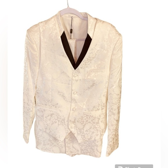 New White 3pc Suit Set - Men’s size 38 blazer and vest and 36 pants - Picture 1 of 16